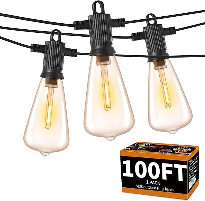 ZOTOYI Outdoor String Lights 100 FT, Waterproof IP65 LED Patio Lights with 52 ST38 Shatterproof B... | Amazon (US)