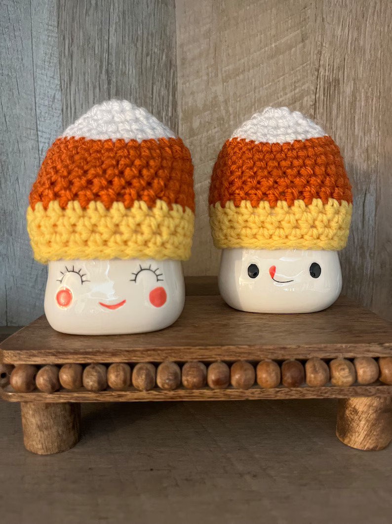 Candy Corn Marshmallow Mug Hat - Etsy | Etsy (US)
