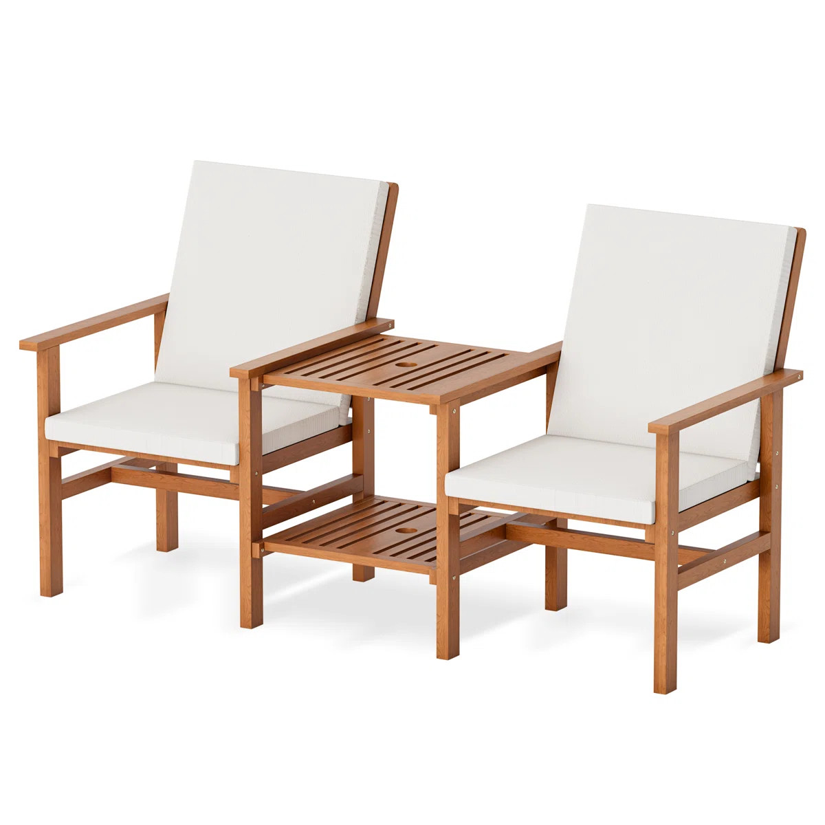 Acacia Wood Loveseat With Table, 3 Pieces Patio Furniture Set, Outdoor Patio Loveseat With Coffee... | Wayfair North America