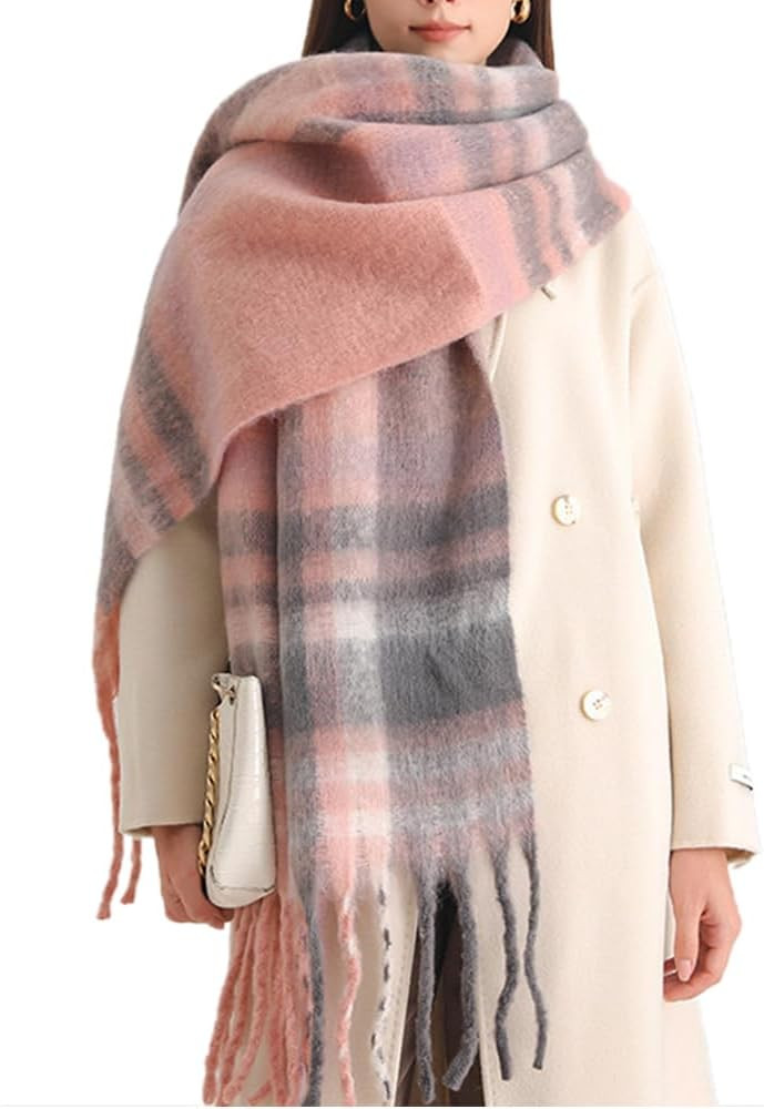 Large Chunky Plaid Scarf Winter Women Oversized Blanket Scarves Colorful Big Cashmere Thick Warm ... | Amazon (US)