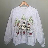 Vintage 90S Hanes Tag Christmas Design Print Logo Sweatshirt Crewneck Colour Light Grey Size Large | Etsy (US)