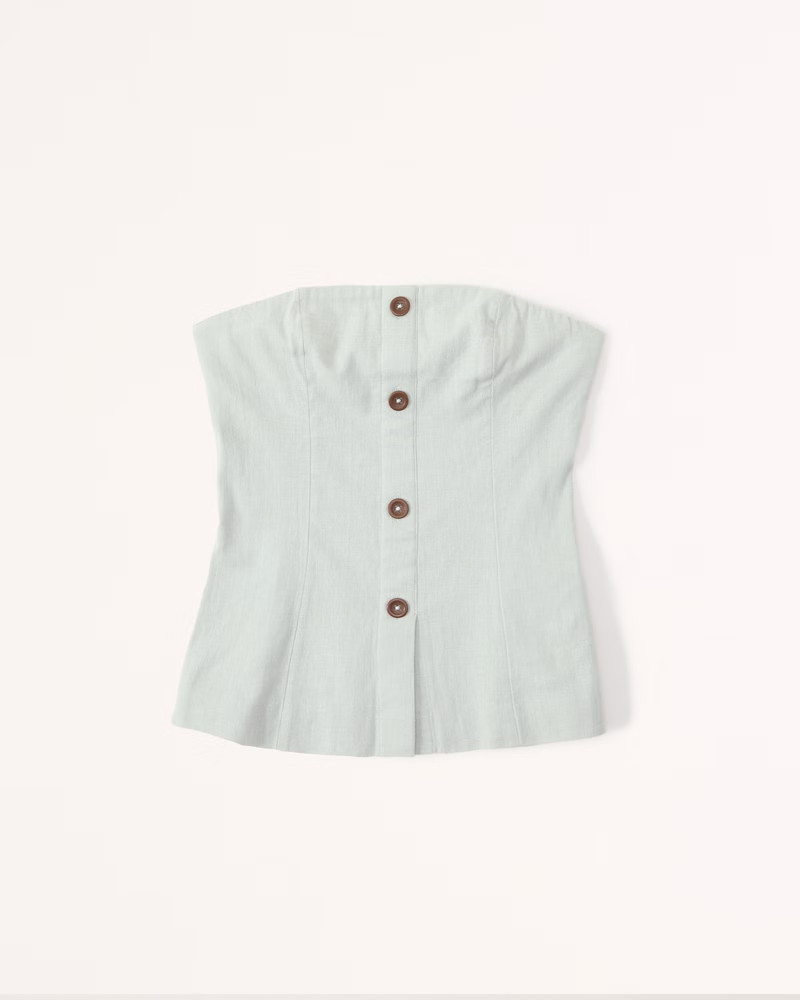 Strapless Linen-Blend Set Top | Abercrombie & Fitch (US)