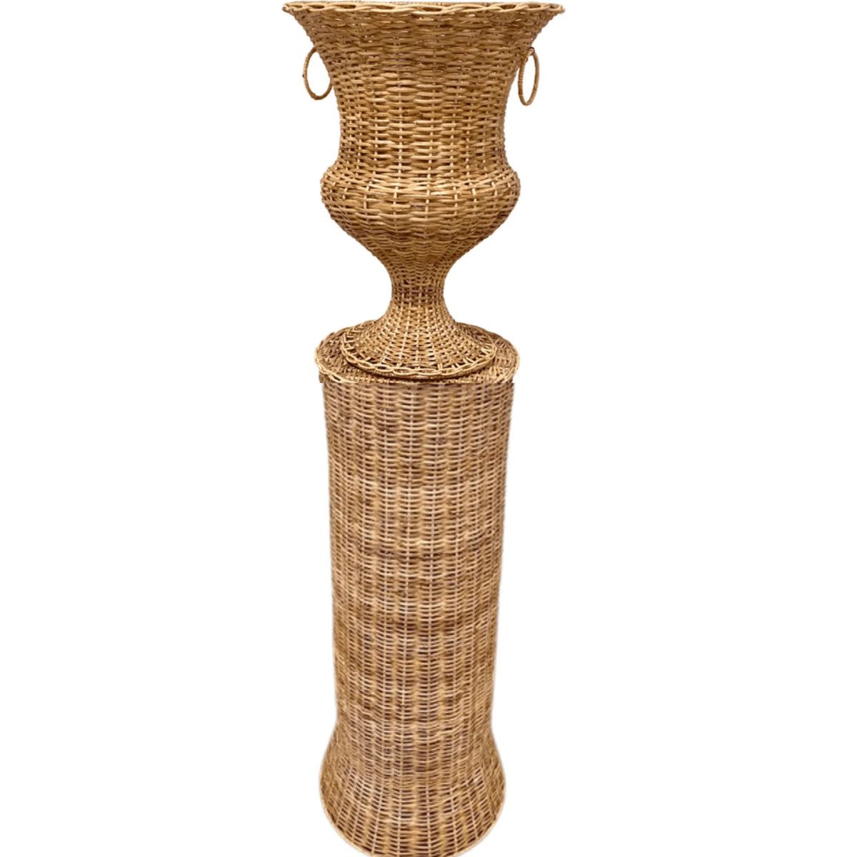 Large Natural Wicker Urn & Pedestal | The Well Appointed House, LLC