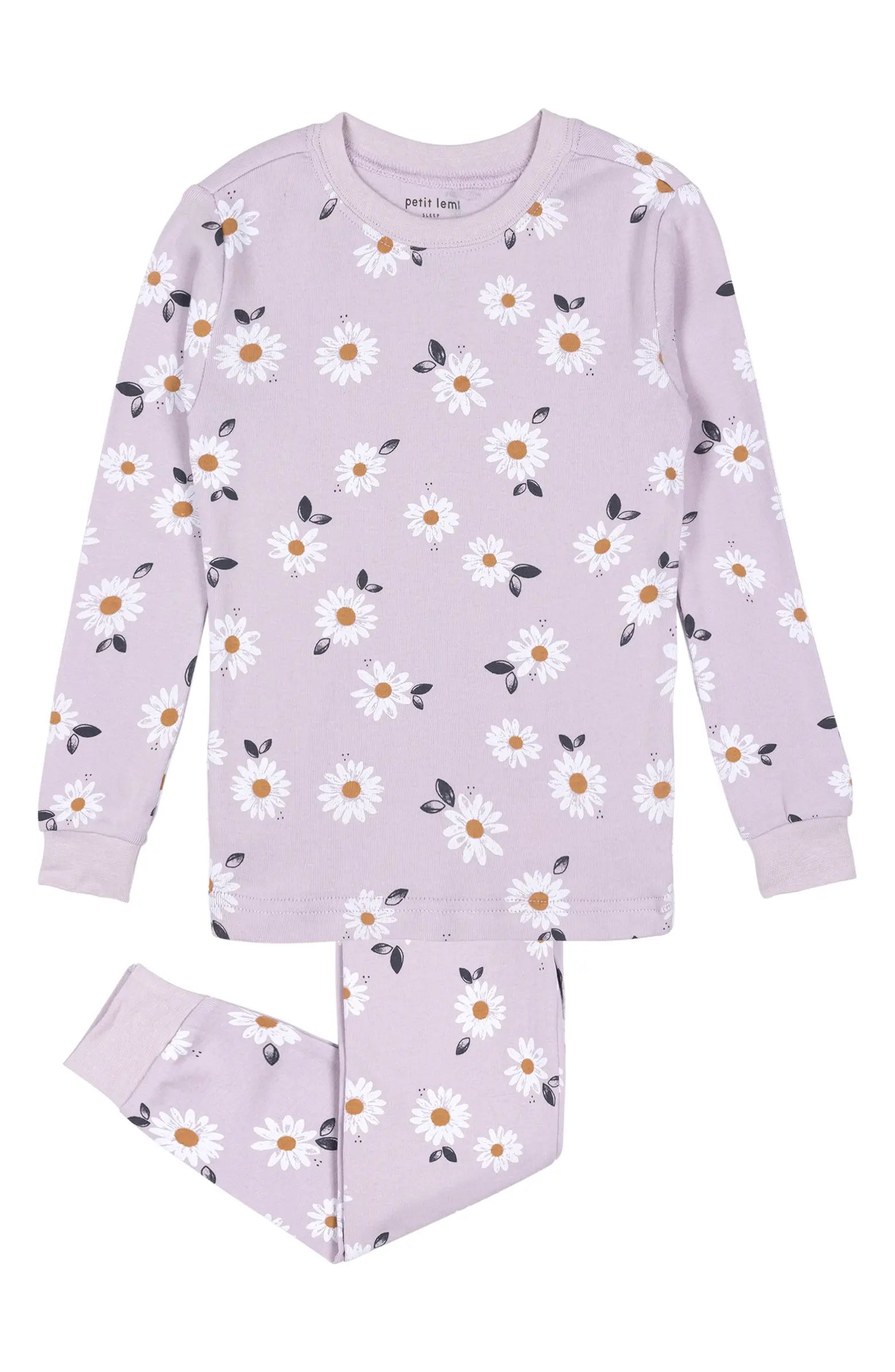 Kids' Floral Organic Cotton Fitted Two-Piece Pajamas | Nordstrom