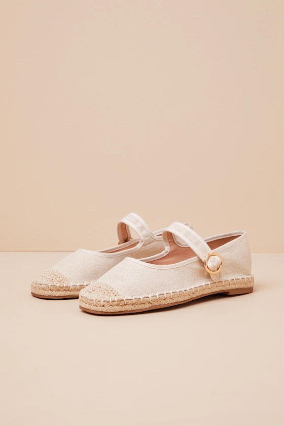 Lusa Natural Woven Espadrille Buckle Ballet Flats | Lulus