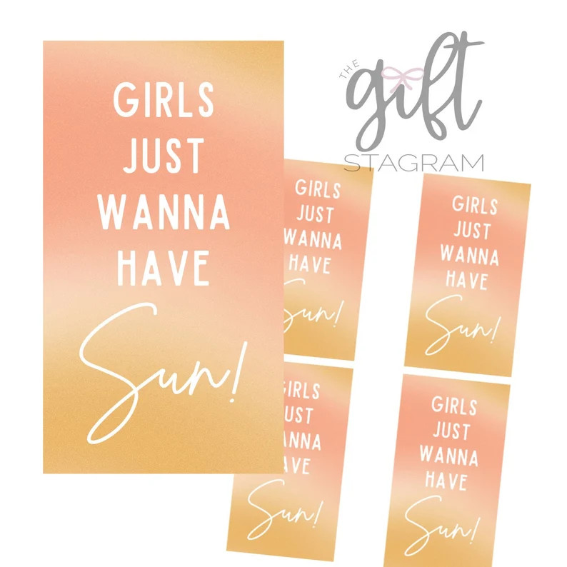Girls Just Wanna Have Sun Gift Tag | DIGITAL DOWNLOAD | Summertime Gift Tag | Friend Gift Ideas |... | Etsy (Global)