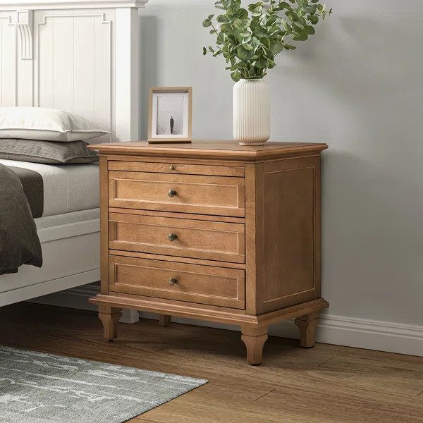 Arthelia Traditional 3-Drawers Nightstand with Built-in Charging Station and Pull-out Shelf | Wayfair North America