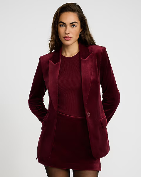Velvet Corduroy Long Slim Blazer | Express