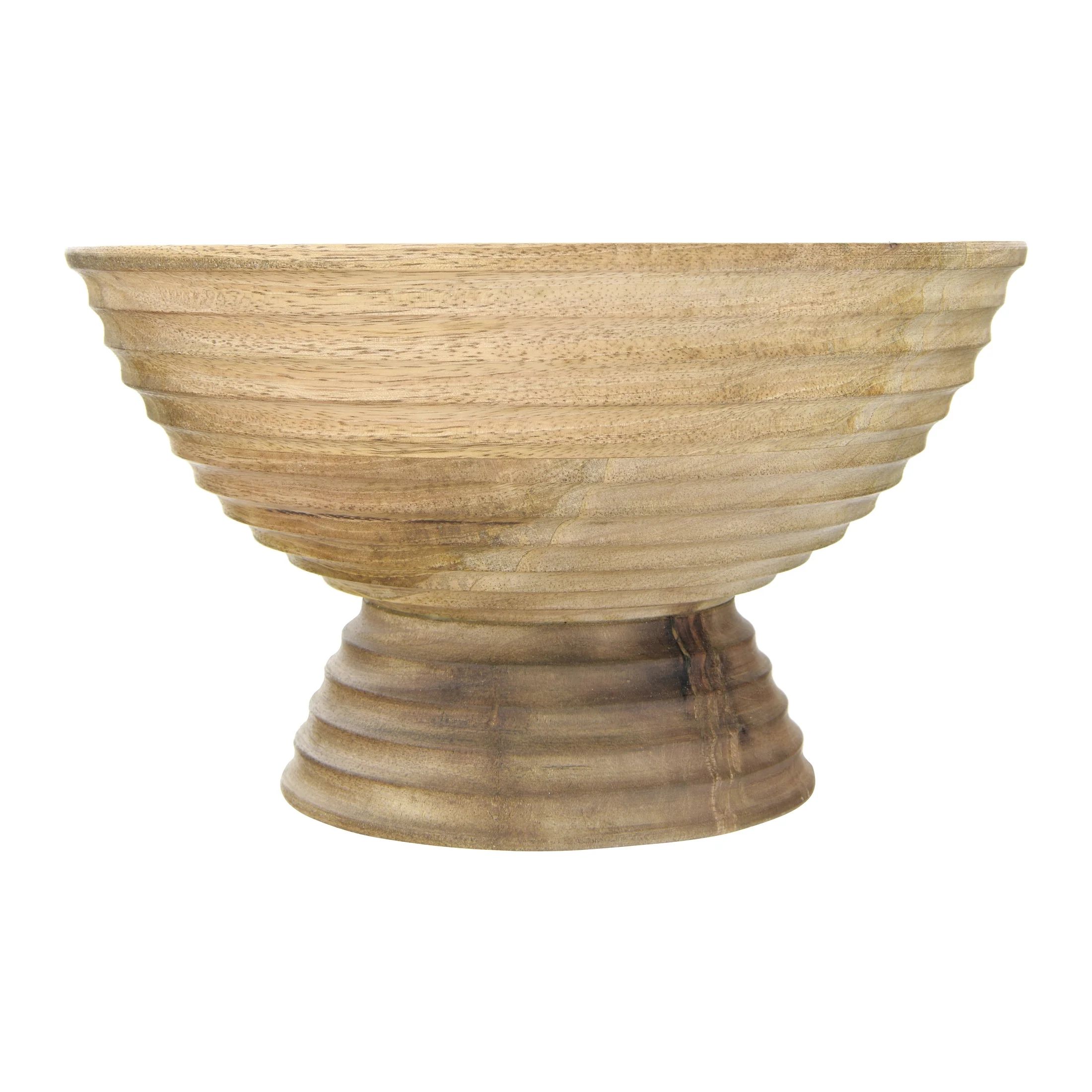 Creative Co-Op Ridged Mango Wood Footed Bowl | Walmart (US)