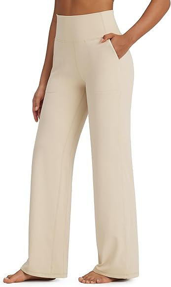 G4Free BareFeel Yoga Pants Women Wide Leg Pants with Pockets High Waisted Dress Pants Comfy Sweat... | Amazon (US)