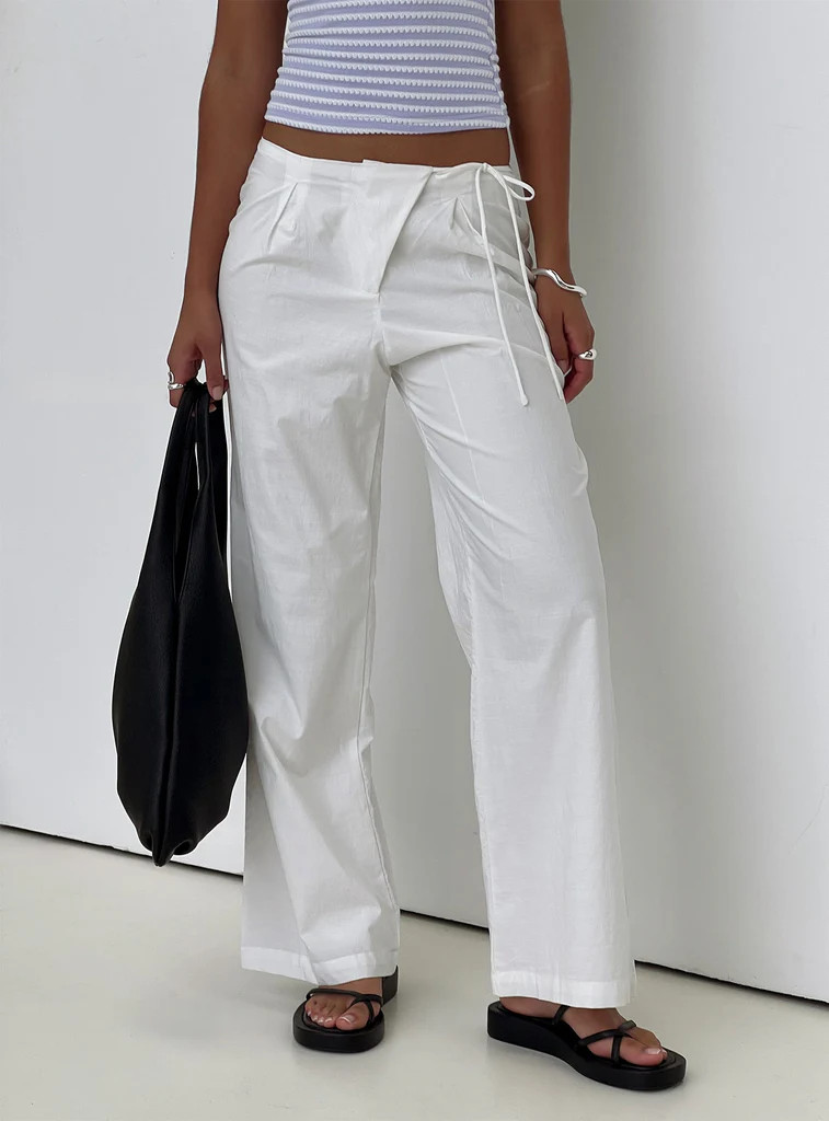 Leyah Tie Side Pants White | Princess Polly AU
