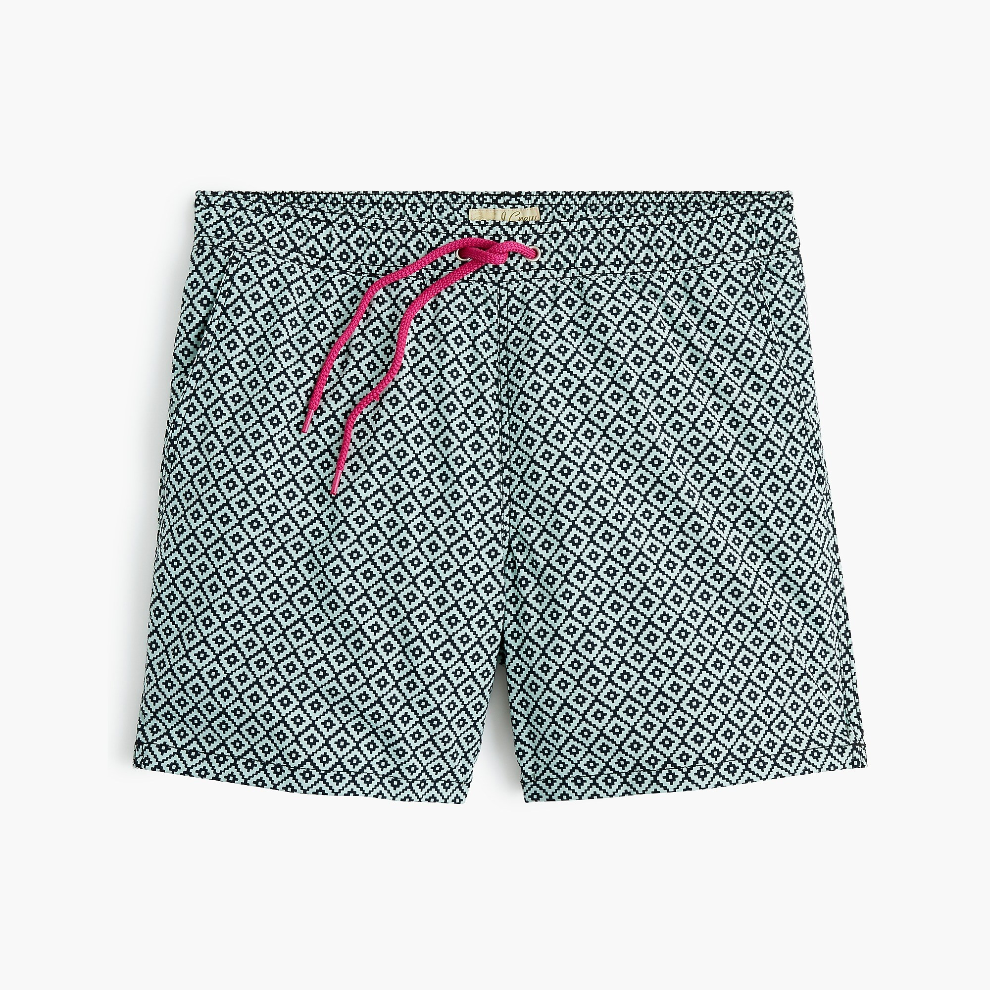 6" stretch swim trunk in double-diamond print | J. Crew US