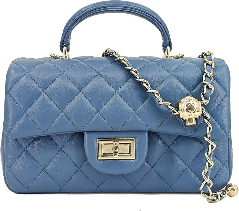 M-ioi-M Small Quilted Crossbody Bag for Women, Genuine Leather Mini Shoulder Flap Purse with Gold... | Amazon (US)