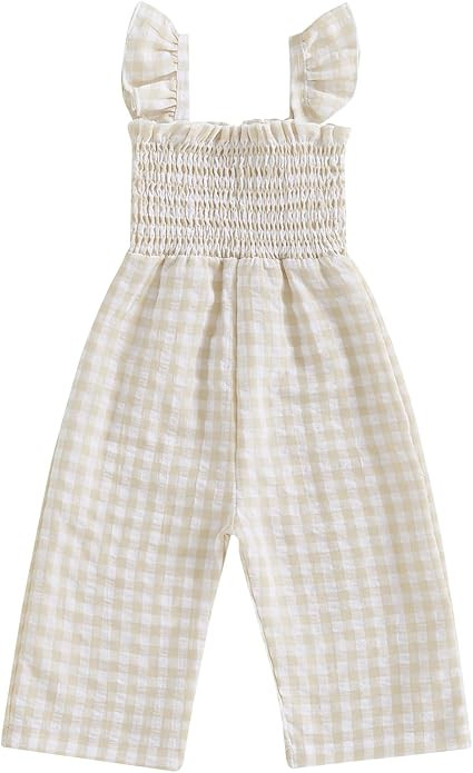 Infant Kids Summer Clothes Toddler Baby Girl Romper Jumpsuit Overall Pants Plaid Sleeveless Ruffl... | Amazon (US)