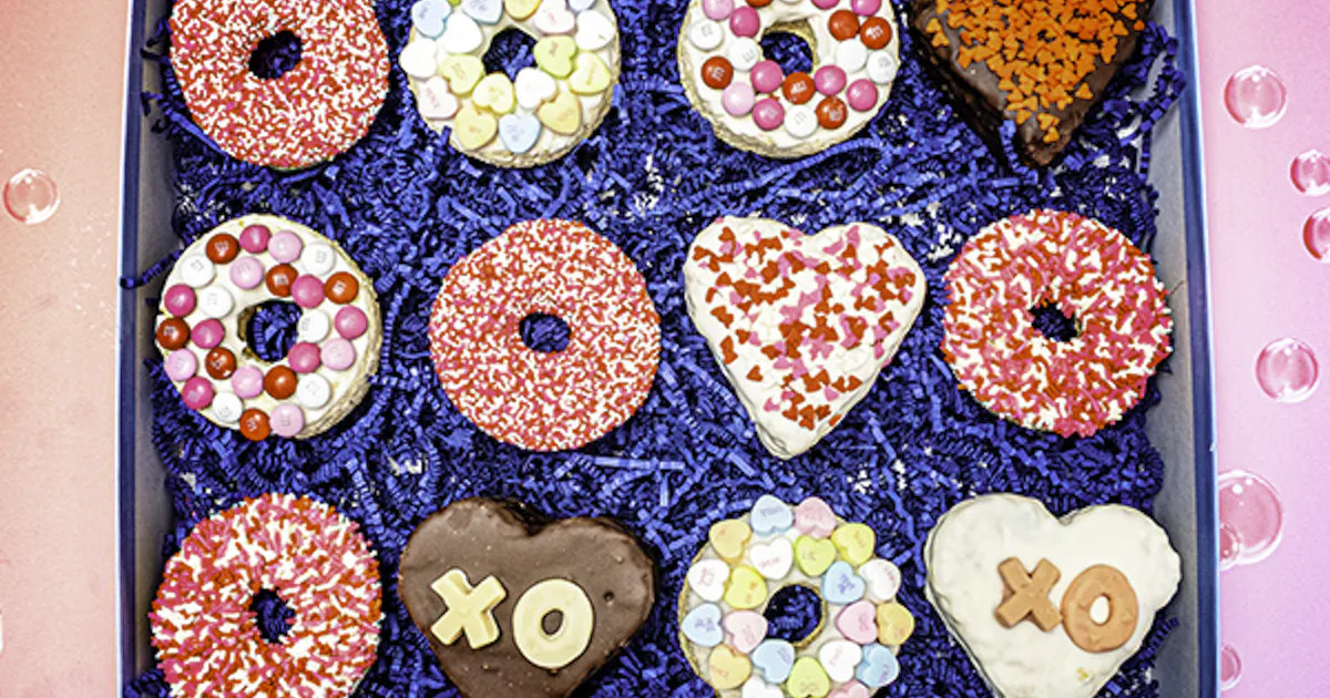 Deluxe Valentine's Day Krispie Donuts - 12 Pack by Treat House | Goldbelly | Goldbelly
