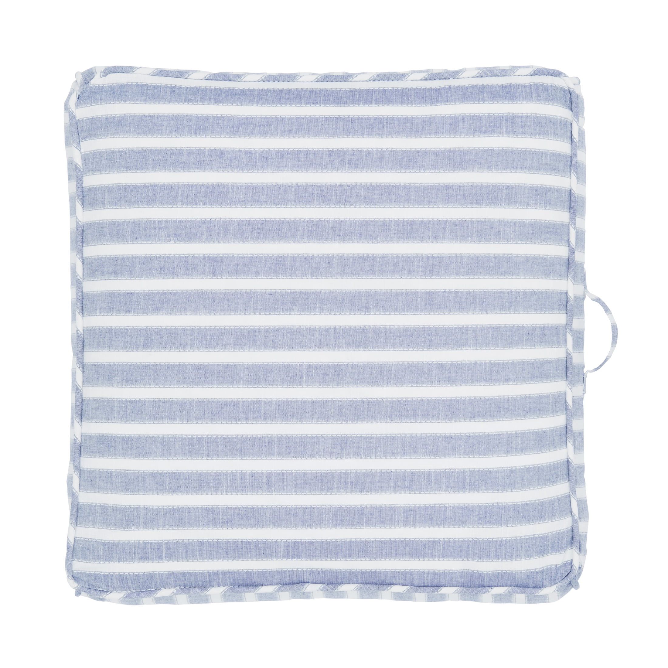 Gap Home Yarn Dyed Chambray Stripe Indoor Single Floor Square Cushion with a Handle Blue 24" x 24... | Walmart (US)