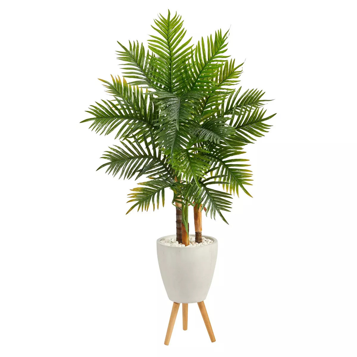 Nearly Natural 63-in Areca Artificial Palm Tree in White Planter with Stand (Real Touch) | Target