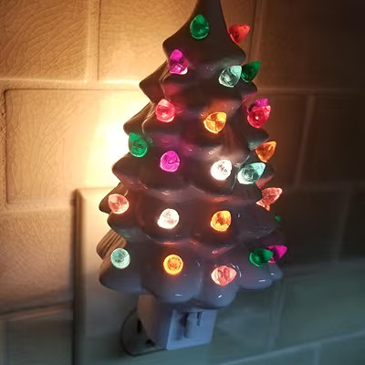 Collections Etc Ceramic Christmas Tree Night Light - 6" H, Nostalgic, Decorative Bathroom Decorat... | Amazon (US)