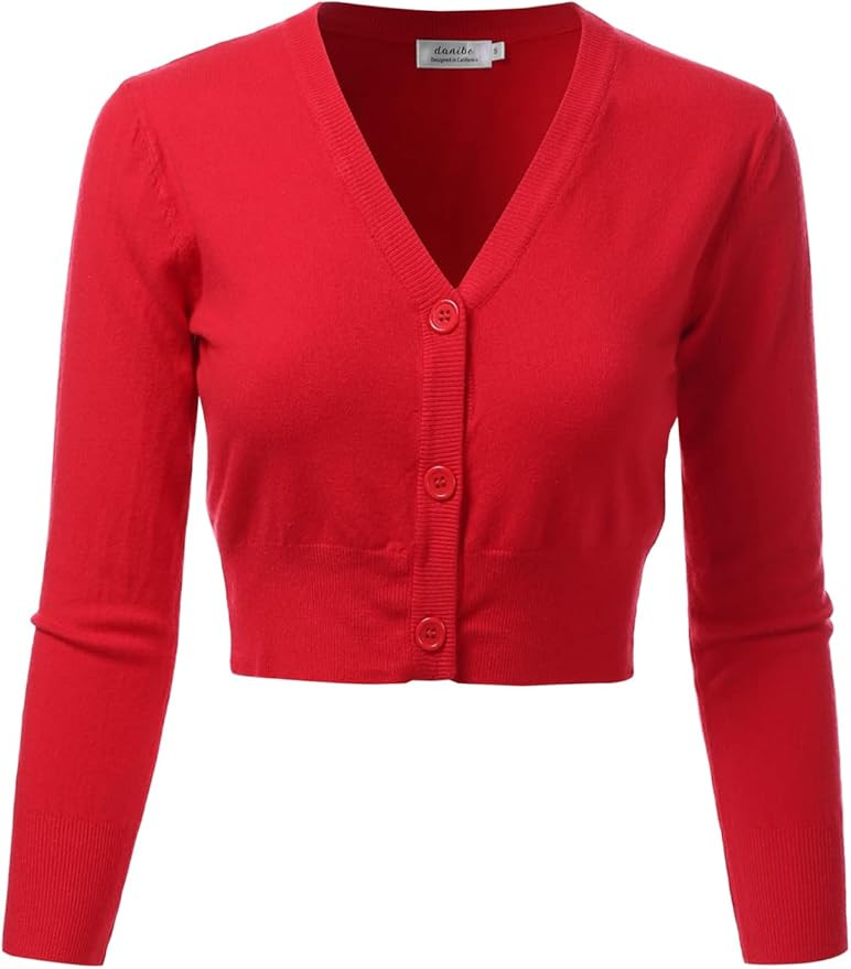 Women's 3/4 Sleeve Soft Open Front Cropped Sweater Cardigan (S-XXL) | Amazon (US)