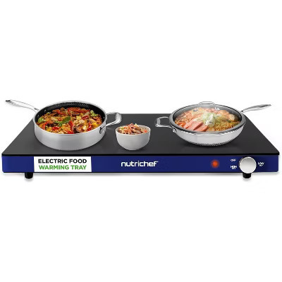 NutriChef Electric Food Warming Tray - Adjustable Temperature, 23'' x 17'' Hot Server Plate - Blue | Target