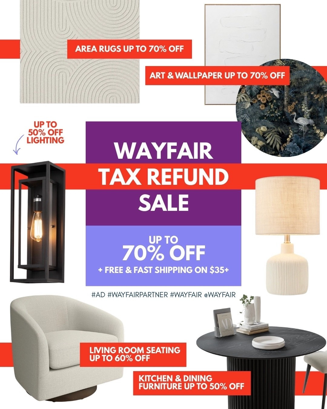 Tax refund = spring home refresh 💸 Wayfair’s Tax Refund Sale runs 2/24–3/4 with up to 70% off and fast, free shipping over $35+. We linked top trending finds, including:
Up to 70% off area rugsUp to 70% off art & wallpaperUp to 50% off lightingUp to 60% off living room seatingUp to 50% off kitchen & dining furnitureThe perfect excuse to refresh your space without blowing your refund ✨

#ad #WayfairPartner #Wayfair @Wayfair 

#LTKSaleAlert #LTKmomlife #LTKHome