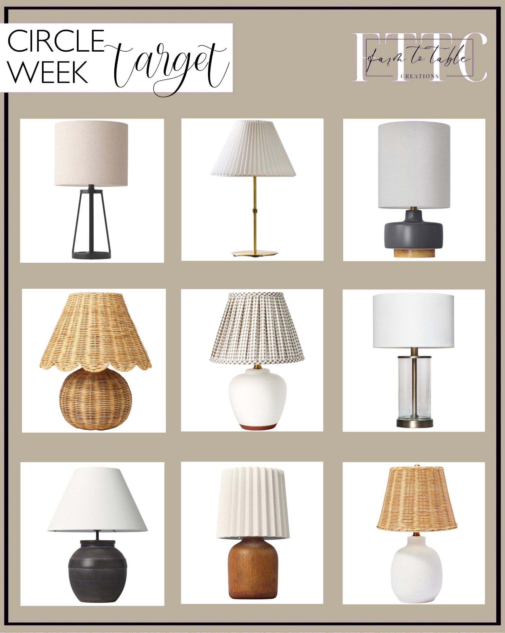 Target Circle Week Lamp Sale. Follow @farmtotablecreations on Instagram for more inspiration.

30% off on select lamps & lighting. Mini Faux Wood Table Lamp. Table Lamp with Woven Base & Shade. Table Lamp with Gingham Print Shade. Ceramic Table Lamp- Black. Fillable Accent Lamp.  Stick Lamp Base Brass with Pleated Shade. Table Lamp with Wood Base. Ceramic Table Lamp with Rattan Shade. Medium Modern Industrial Assembled Table Lamp - Threshold. 

Threshold Lamps | Target Circle | Spring Decor | Entryway Decor | Bedroom Furniture | nightstands | Home Decor| Fireplace Decor | Spring Refresh |  Bedroom Finds | Neutral Stems | Spring Stems | Bookshelf Decor | Bedroom Space | Cozy Corner | Bathroom | Curated Entryway | Spring  Decor | End of Year Clearance | Trending Decor | Viral Decor  | Coffee Table Decor | Neutral Decor | Stem Sale | Target Finds | Skinny Bench | Bedroom | Living Room | Breakfast Nook | Amazon Home | Target Sale | Loloi Rugs | Magnolia Home | console table | console table styling | faux stems | entryway space | front porch decor | neutral decor | entryway decor | cozy home | affordable decor |  home decor | home inspiration | console styling | entryway rug | cozy moody home | moody home decor | neutral home | bathroom decor | living room | spring decor | Hearth & Hand | Studio McGee | 2025 Home Trends | trending home | Crate&Barrel 



#LTKHome #LTKFindsUnder50 #LTKSaleAlert