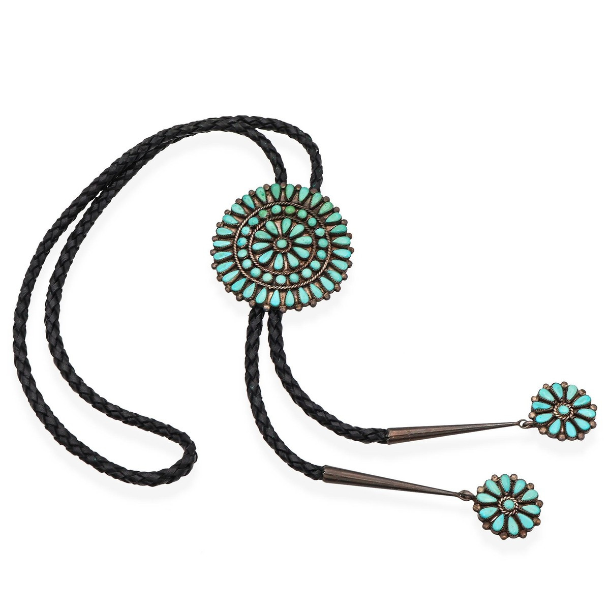 Vintage Zuni L.L. Signed Sterling Silver Turquoise Cluster Bolo Tie  | eBay | eBay US