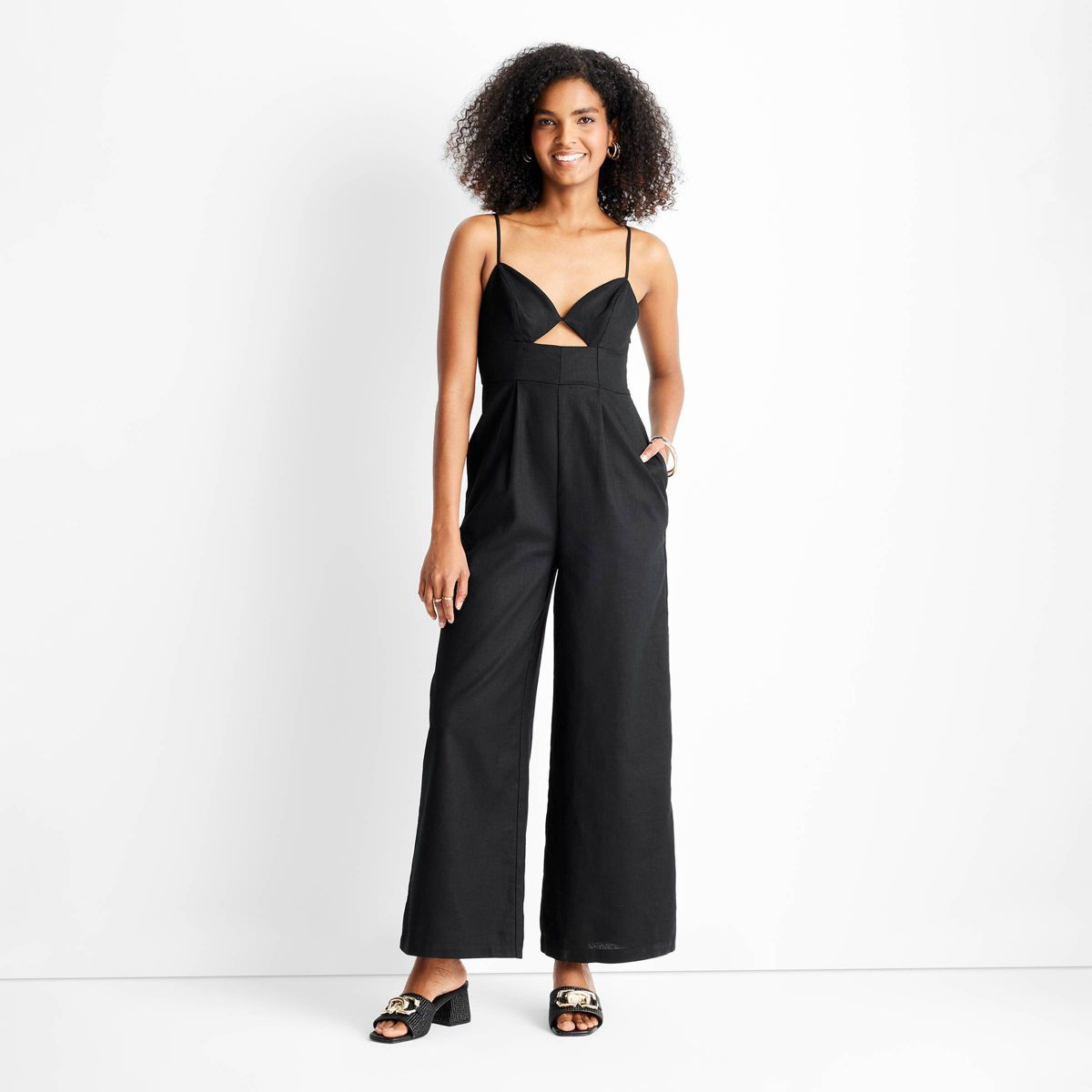 Women's Strappy Cut-Out Wide Leg Jumpsuit - Future Collective™ with Jenny K. Lopez Black 6 | Target