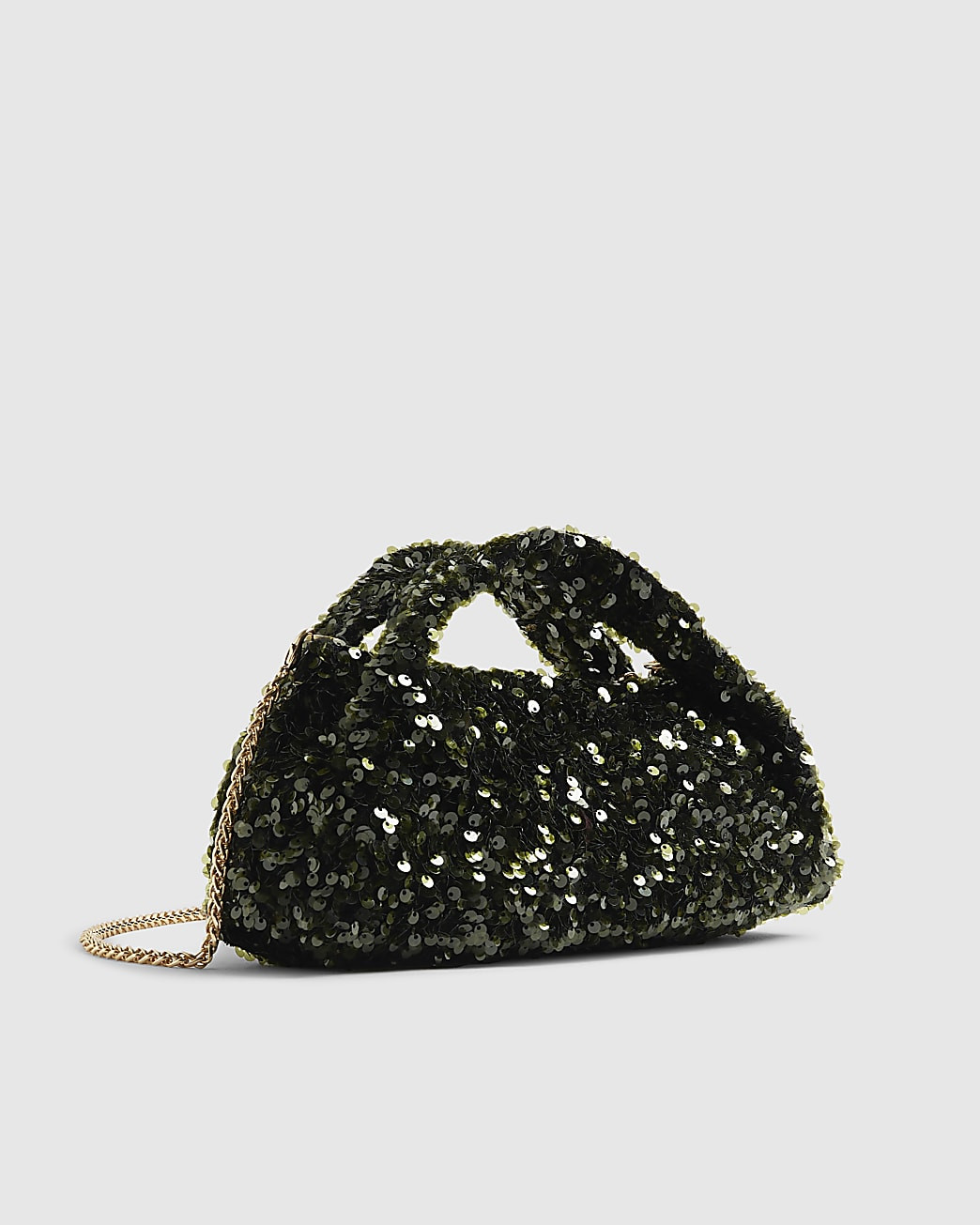 Green Sequin Grab Clutch bag | River Island UK & IE