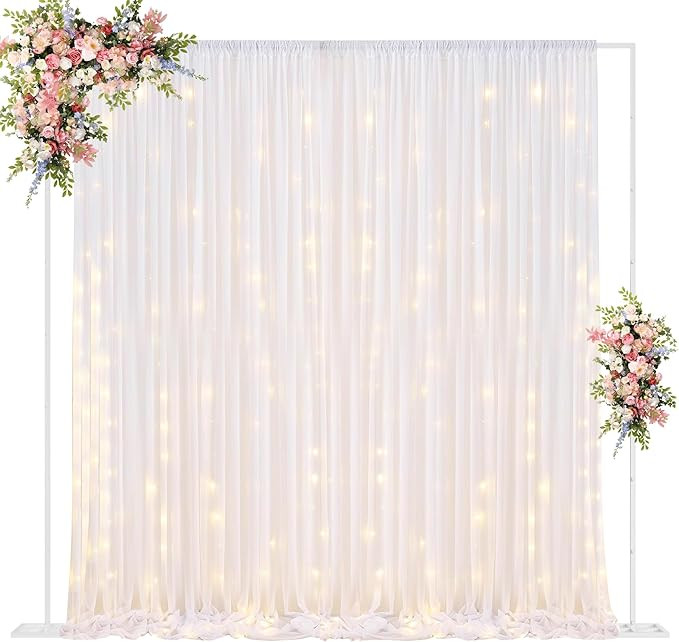 Fomcet 10FT x 10FT Backdrop Stand Heavy Duty with Base, White Portable Adjustable Pipe and Drape ... | Amazon (US)