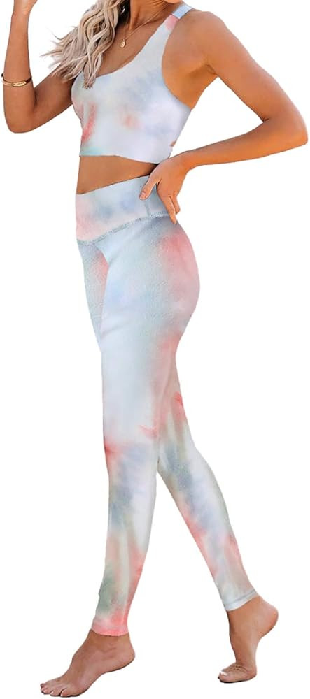 Aleumdr Womens Yoga Outfits 2 Piece Set Workout Athletic Leopard Print Shorts Leggings and Sports... | Amazon (US)