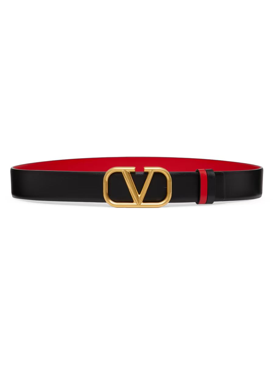 Reversible Vlogo Signature Belt In Glossy Calfskin 30mm | Saks Fifth Avenue