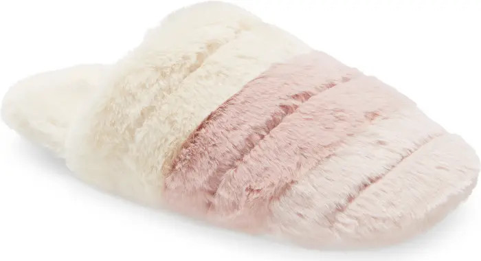 Leopard Recycled Faux Fur Quilted Scuff Slippers | Nordstrom