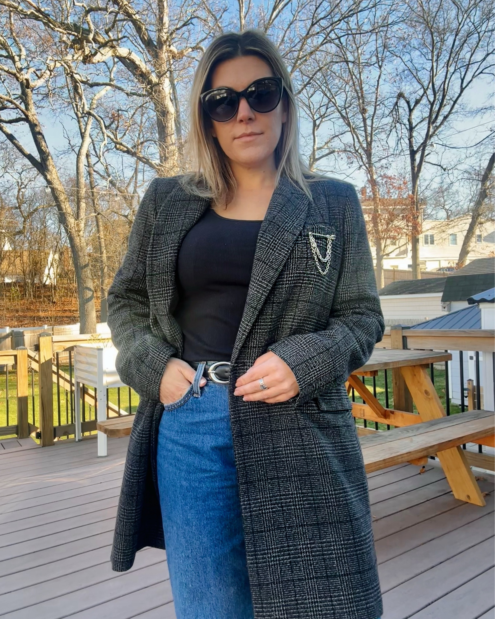 Style your basic outfit with a plaid coat and a pin, my coat is consigned and the pin is vintage but found some great options below on sale for cyber week!

#LTKootd #LTKGiftGuide #LTKCyberWeek