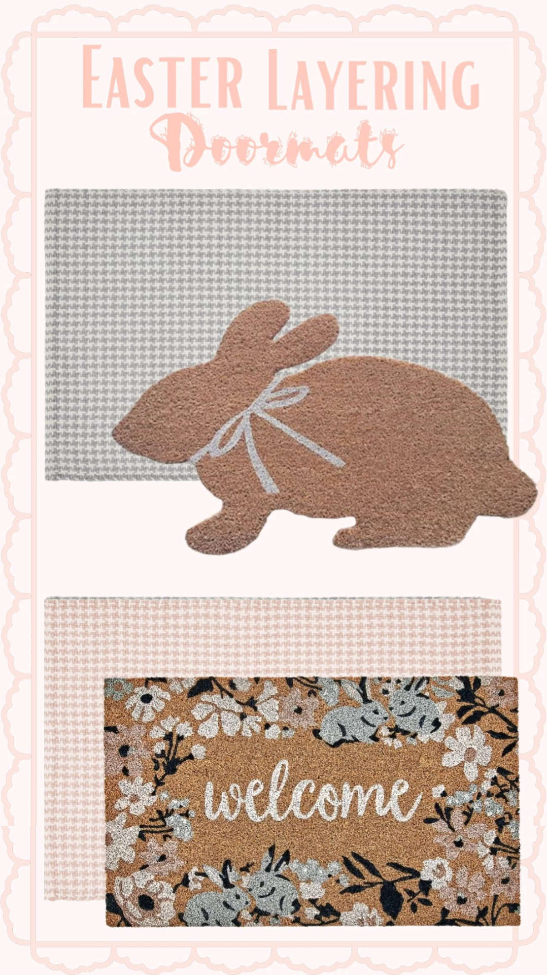 EASTER
Layering Doormats
🤍
Affordable and super cute Easter decor!

#LTKMostLoved 

#LTKStyleTip #LTKSeasonal