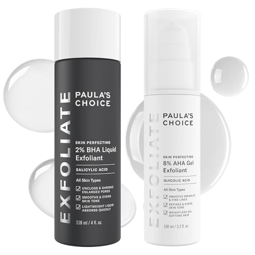 Paula's Choice SKIN PERFECTING 8% AHA Gel Exfoliant & 2% BHA Liquid Duo - Facial Exfoliants for Blackheads, Enlarged Pores, Wrinkles, and Fine Lines w/Glycolic and Salicylic Acid | Amazon (US)