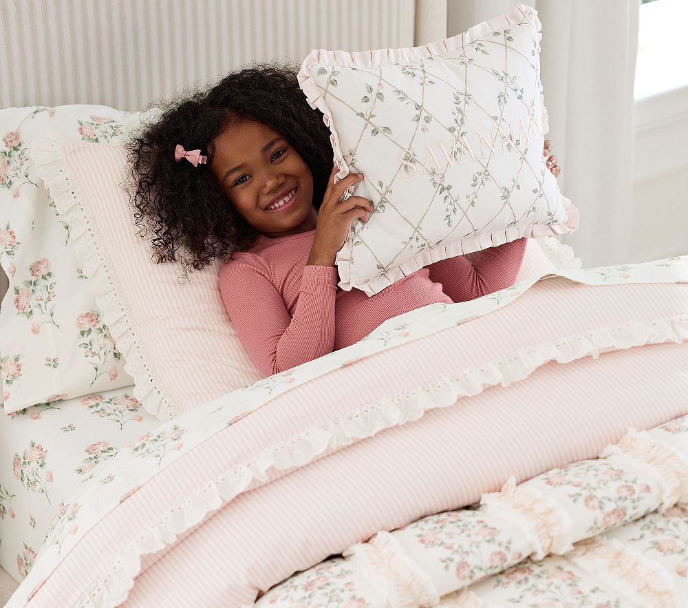 Bria Hammel Climbing Rose Personalized Pillow | Pottery Barn Kids