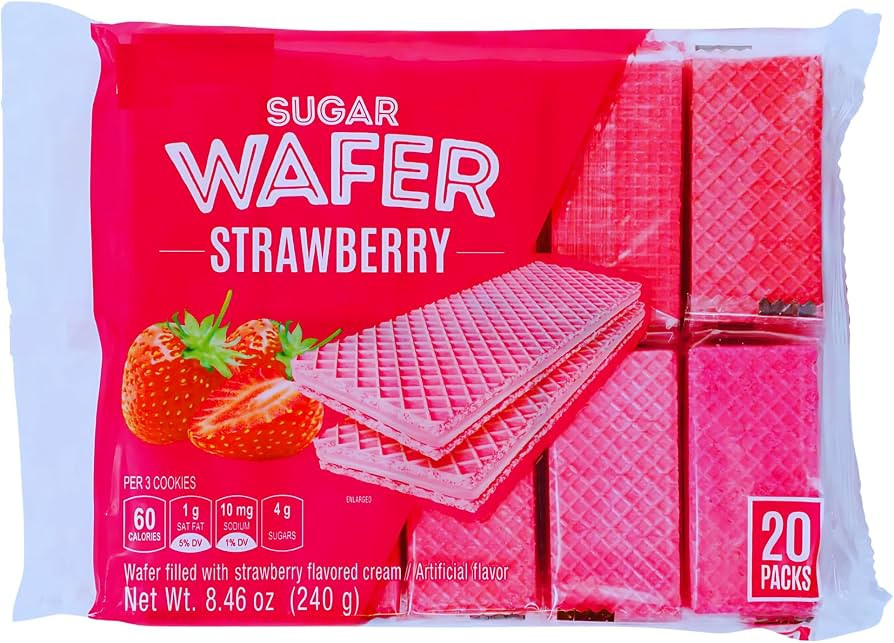 (1) Strawberry Sugar Wafers, 8.46oz - 20 Packs Total Delicious Crispy Wafer Cookies with Strawber... | Amazon (US)