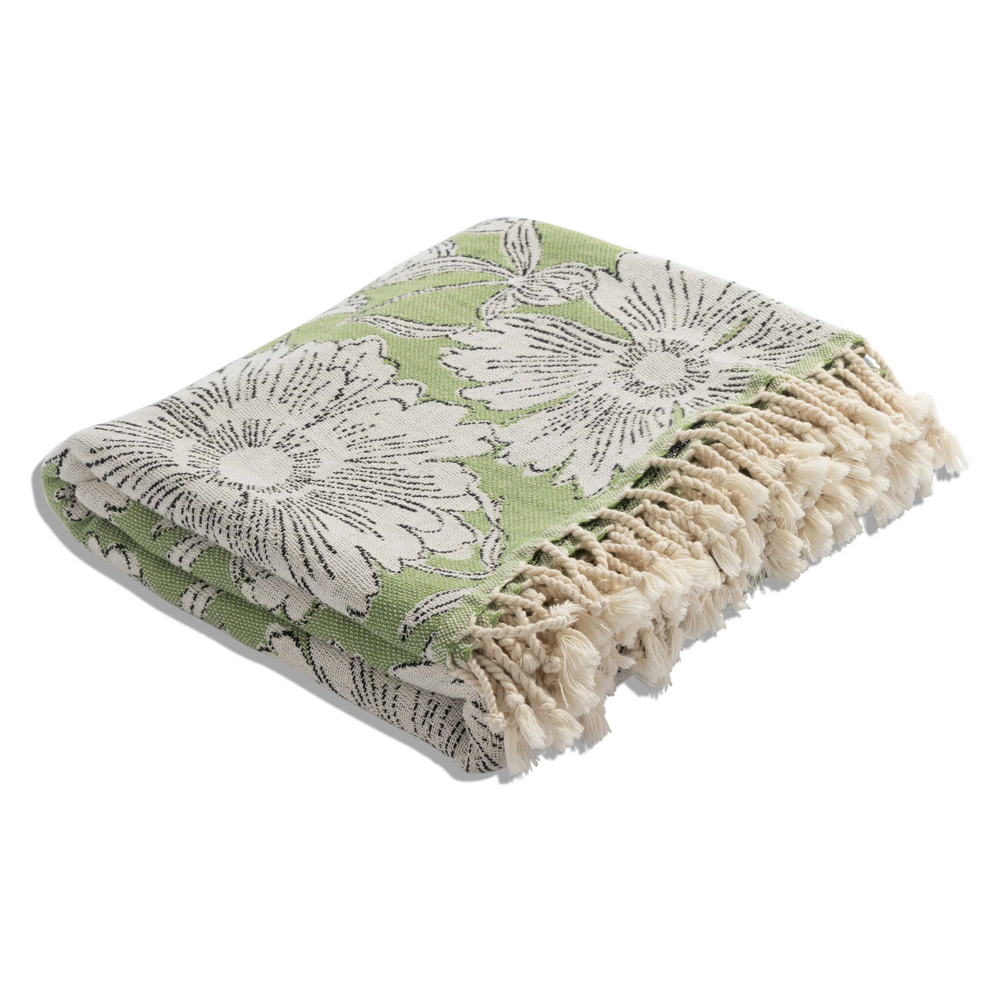 Antalya Garden Flower Turkish Throw Blanket for Sofa or Couch, Soft Organic Cotton, All Seasons, ... | Wayfair North America