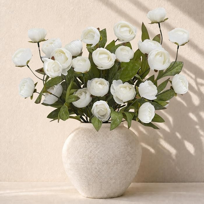 Cikuco 6pcs Silk Peonies Artificial Flowers \u2013 27 Inch Faux Peonies Bouquet, Realistic Fake F... | Amazon (US)