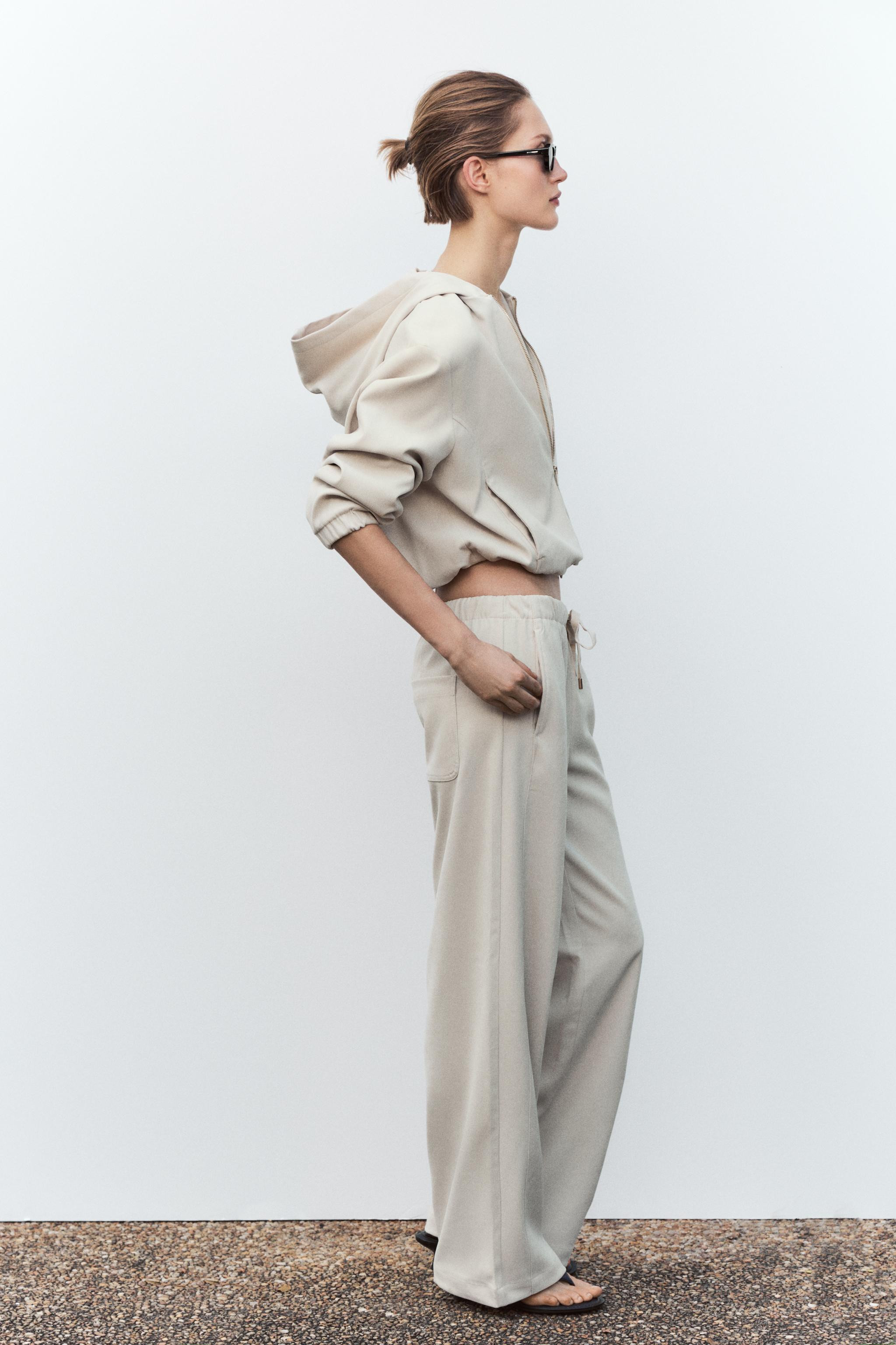 TEXTURED WIDE LEG PANTS | Zara US