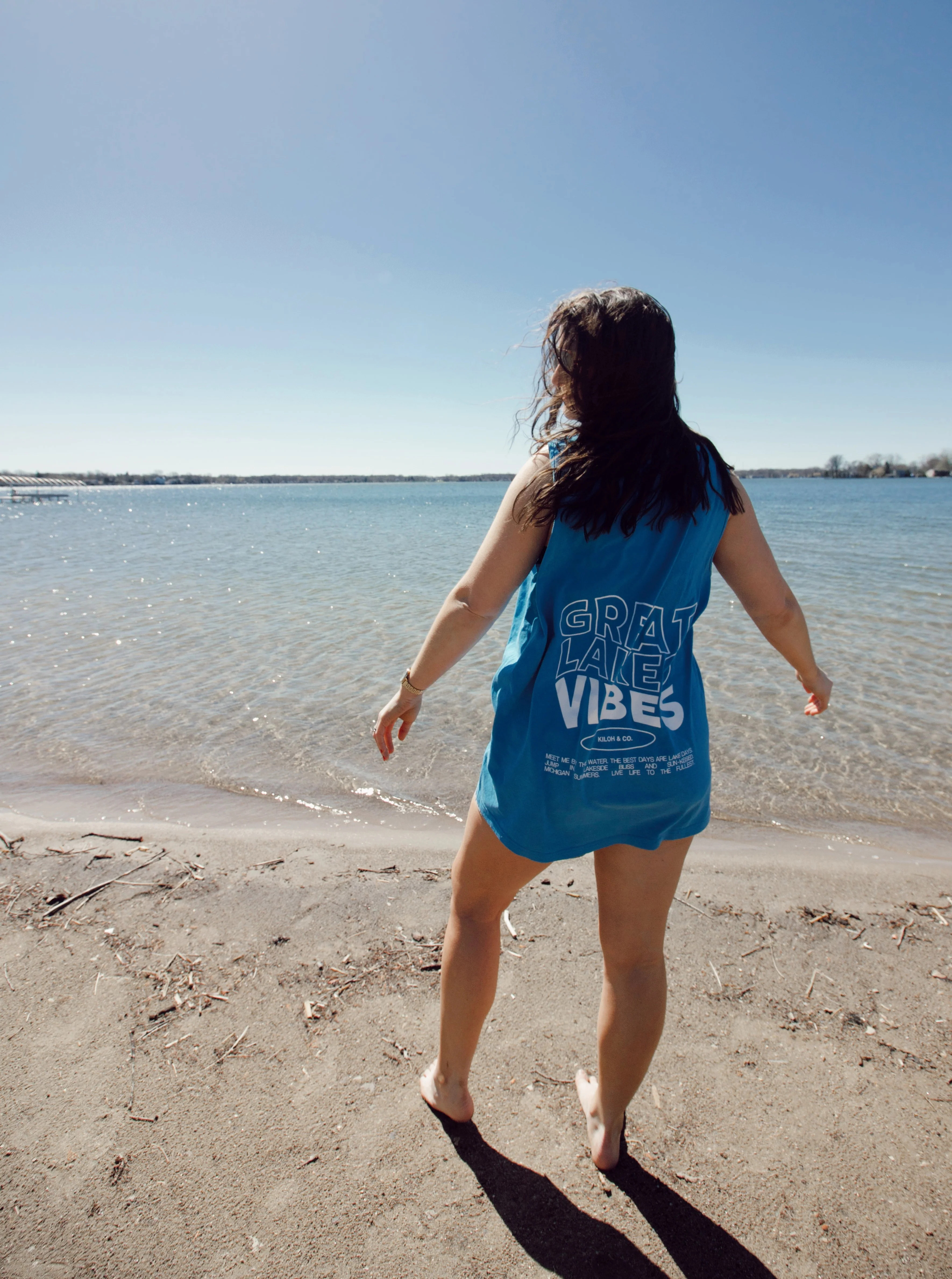 Great Lakes Vibes Bright Blue Oversized Boyfriend Tank | Kiloh + Co.