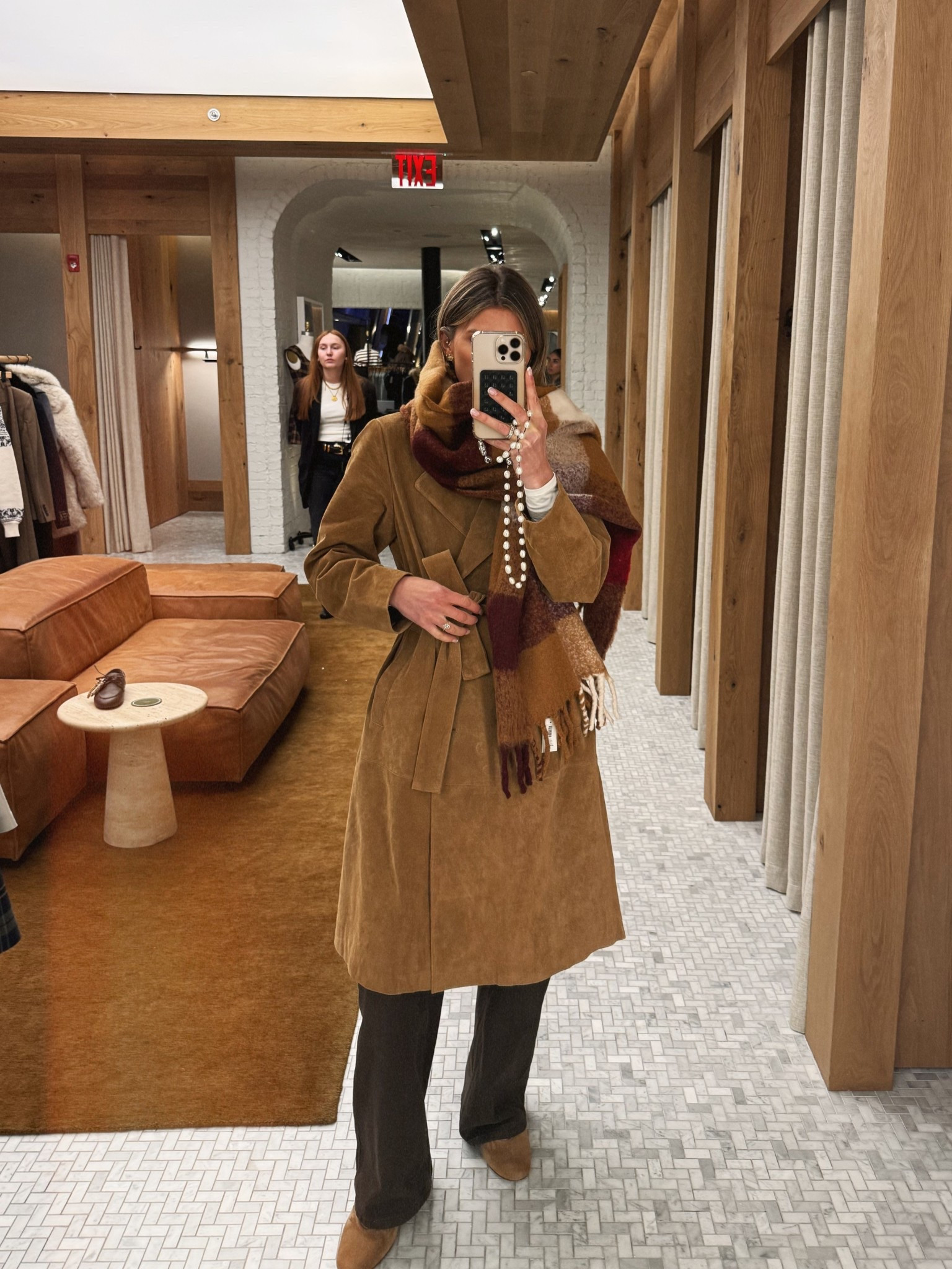 What I'm wearing in NYC. Picked up this stunning scarf from aritzia 