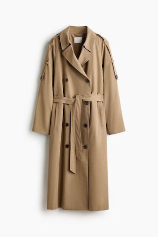 H & M - Double-Breasted Trench Coat - Dark Beige | H&M (US + CA)