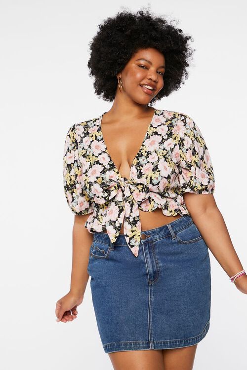 Plus Size Floral Tie-Front Crop Top | Forever 21 (US)