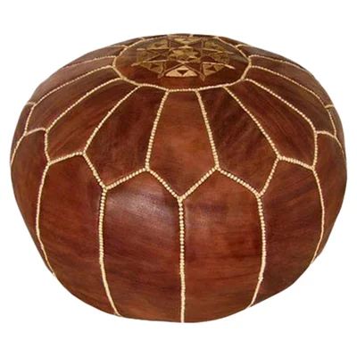 Handmade Moroccan Leather Pouf Ottoman Upholstery: Brown | Wayfair North America