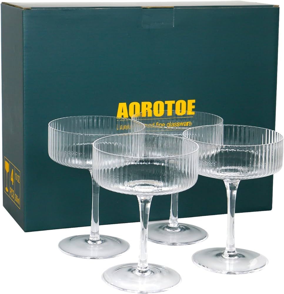 AOROTOE Coupe Glasses Set Of 4 Vintage Glassware Champagne Martini Cocktail Crystal Wine Glasses ... | Amazon (US)