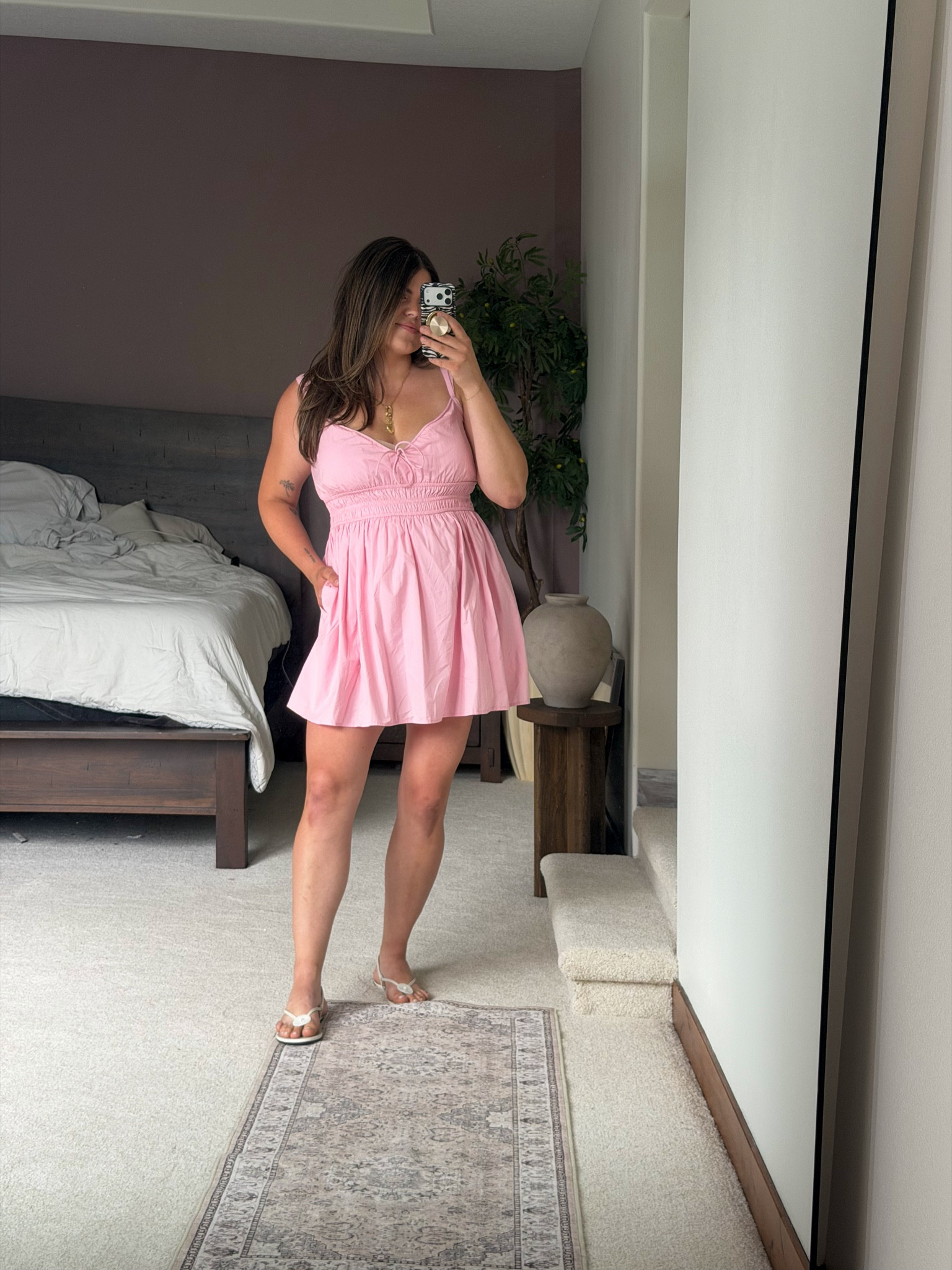Abercrombie dress for summer but it’s actually a Romper?! how stinking cute! It also has a built-in bra and is cotton so it’s so breathable and versatile! 

Love this outfit for brunch, baby shower showers, bridal showers would even look cute with cowboy boots for a country concert! Wearing xl

@abercrombie 
Midsize, size 12, size 14, mom style, curvy outfit