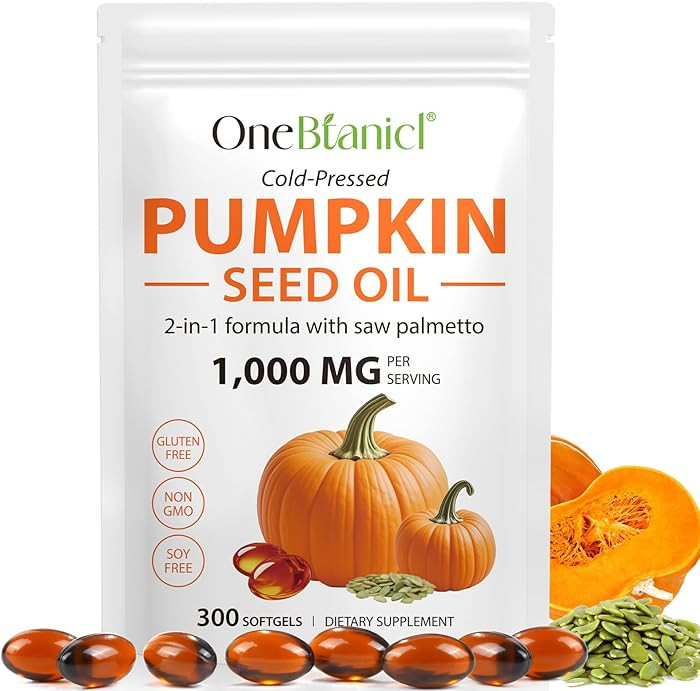 Pumpkin Seed Oil with Saw Palmetto 2-in-1 Formula 300 Softgels, Cold Pressed, Pure Virgin Oil, Su... | Amazon (US)