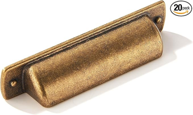 khtumeware 20 Pack 3" Drawer Pulls Antique Brass Cabinet Cup Pulls Kitchen Hardware Vintage Cabin... | Amazon (US)
